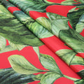 Green Floral on Pink Background Printed Polyester Mikado Fabric - Rex Fabrics