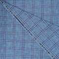 Blue and Blush Plaid Punta Molino Wool, Silk and Cotton Ariston Blend Fabric - Rex Fabrics