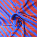 Red Diagonal Stripes on Blue Background Printed Silk Charmeuse Fabric - Rex Fabrics