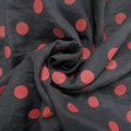 Red Polka Dots on Black Solid Cotton Blended Broadcloth - Rex Fabrics