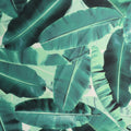 Green Banana Leaves on White Background Printed Polyester Mikado Fabric - Rex Fabrics