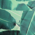 Green Banana Leaves on White Background Printed Polyester Mikado Fabric - Rex Fabrics