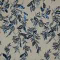 Blue Beaded and Sequined Flower Abstract Embroidered Tulle Fabric - Rex Fabrics