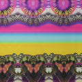 Multicolored Feathers on Rainbow Printed Polyester Mikado Fabric - Rex Fabrics