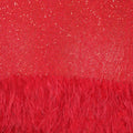 Red Feathered Sequined Embroidered Tulle Fabric - Rex Fabrics