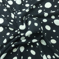 Small White Dots on Black Background Printed Crepe Fabric - Rex Fabrics