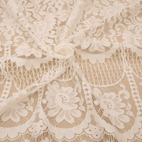 Off White Floral Embroidered Lace - Rex Fabrics