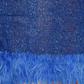 Blue Feathered Sequined Embroidered Tulle Fabric - Rex Fabrics