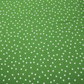 Small White Polka Dots on Moss Green Background Printed Crepe Fabric - Rex Fabrics