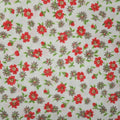 Red Flowers White Background Printed Cotton Blended Broadcloth - Rex Fabrics