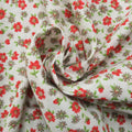 Red Flowers White Background Printed Cotton Blended Broadcloth - Rex Fabrics