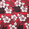White and Black Flowers on Red Background Printed Cotton Blended Broadcloth - Rex Fabrics