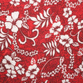White Flowers on Red Background Printed Cotton Blended Broadcloth - Rex Fabrics