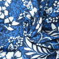 White Flowers on Navy Blue Background Printed Cotton Blended Broadcloth - Rex Fabrics