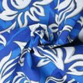 White Flowers on Blue Background Printed Cotton Blended Broadcloth - Rex Fabrics