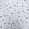 Blue Stars on White Background Printed Cotton Blended Flannel - Rex Fabrics