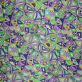 Purple, Blue and Green Abstract Printed Silk Charmeuse Fabric - Rex Fabrics