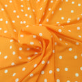 Small White Polka Dots on Orange Background Printed Crepe Fabric - Rex Fabrics