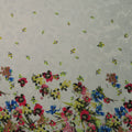 Multicolored Floral on White Printed Polyester Mikado Fabric - Rex Fabrics