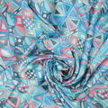 Pink, Blue and Lilac Abstract Printed Silk Charmeuse Fabric - Rex Fabrics