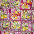 Lemons on Pink Abstract Printed Silk Charmeuse Fabric - Rex Fabrics
