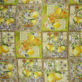 Lemons on Gold Abstract Printed Silk Charmeuse Fabric - Rex Fabrics