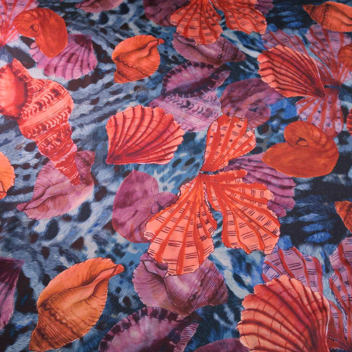 Orange Shells on Purple Ground Printed Silk Charmeuse Fabric– Rex Fabrics