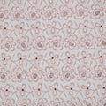 Pink Flowers on White Background Embroidered Cotton Fabric - Rex Fabrics