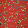 Multicolor Flowers on Red Background Charmeuse Polyester Fabric - Rex Fabrics
