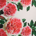 Pink Floral on White Printed Polyester Mikado Fabric - Rex Fabrics