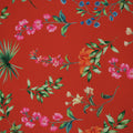 Multicolor Flowers on Red Background Charmeuse Polyester Fabric - Rex Fabrics