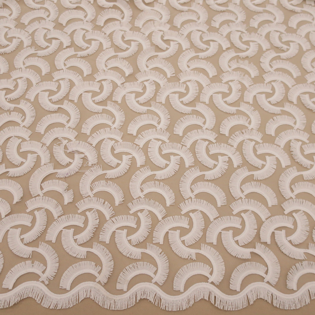 Ivory Geometric Embroidered Lace | Rex Fabrics