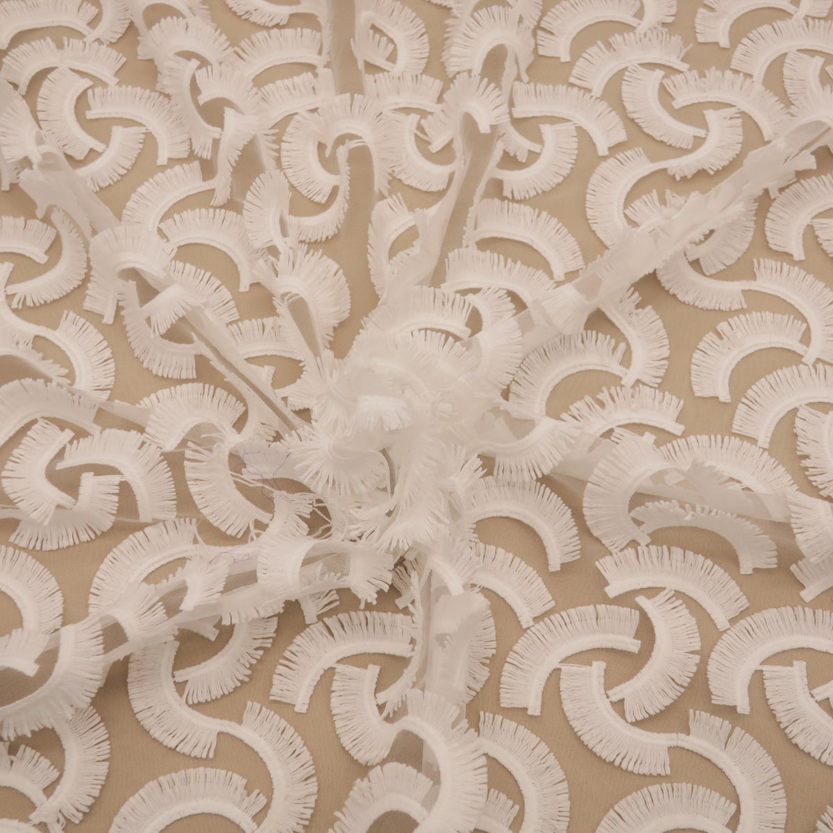 Ivory Geometric Embroidered Lace | Rex Fabrics