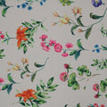 Multicolor Flowers on White Background Charmeuse Polyester Fabric - Rex Fabrics