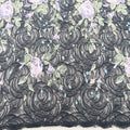 Black Tulle with Pink and Gold Floral Embroidered Fabric - Rex Fabrics
