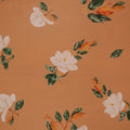 White Flowers on Peach Background Polyester Chiffon Fabric - Rex Fabrics