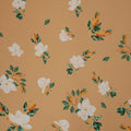 White Flowers on Peach Background Charmeuse Polyester Fabric - Rex Fabrics
