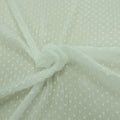 White with Dots Embroidered Chiffon Pleated Fabric - Rex Fabrics