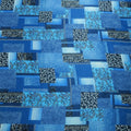 Blue Indigo Denim and Paisleys Printed Silk Charmeuse Fabric - Rex Fabrics