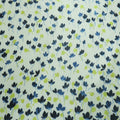 Blue and Yellow Floral on White Background Printed Silk Charmeuse Fabric - Rex Fabrics