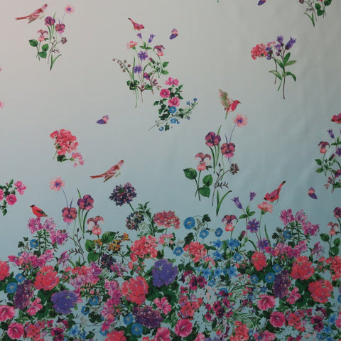 Pink Floral on Pink Printed Polyester Mikado Fabric - Rex Fabrics