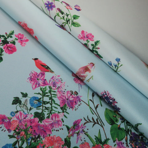 Pink Floral on Pink Printed Polyester Mikado Fabric - Rex Fabrics