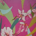 Pink Flowers on Multicolor Printed Silk Charmeuse Fabric - Rex Fabrics