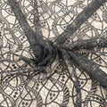 Black Arabesque Pattern Embroidered Tulle Fabric - Rex Fabrics