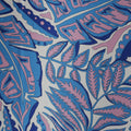 Blue and Pink Abstract Foliage Printed Silk Charmeuse Fabric - Rex Fabrics