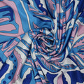 Blue and Pink Abstract Foliage Printed Silk Charmeuse Fabric - Rex Fabrics