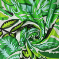 Green and Mint Abstract Foliage Printed Silk Charmeuse Fabric - Rex Fabrics