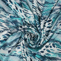 Blue Jaguar Abstract Printed Silk Charmeuse Fabric - Rex Fabrics