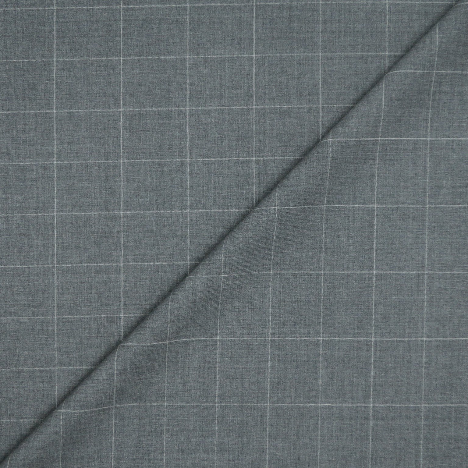 Light Grey Windowpane Super 100's Wool Suiting Fabric | Rex Fabrics