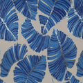 Sky Blue Leaves on Silver Background Textured Brocade Fabric - Rex Fabrics
